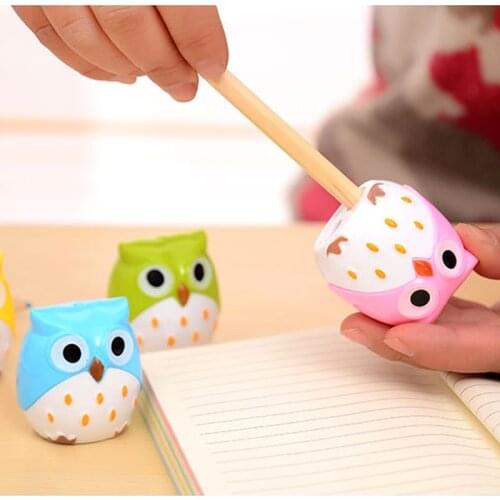 3pcs Promotional Pencil Sharpener Student Creative Cute Owl Double Hole Pencil Sharpener