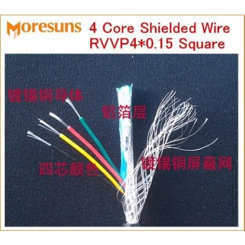 Fast Free Ship by DHL/EMS 100m/roll 4 core shielded wire RVVP4*0.15 square sheathed lines signal wire RVVP control line