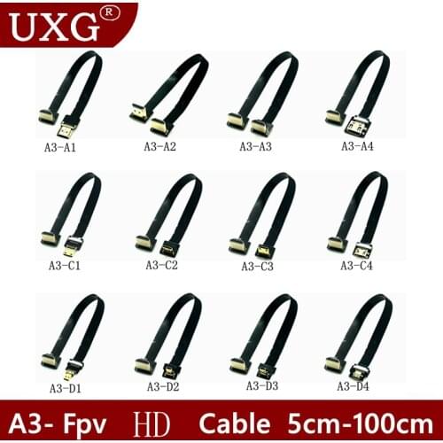 FPV HD-Male To Female 90 Degree Adapter FPC Ribbon Flat HDMI-compatible-Cable Pitch 20pin For Multicopter Aerial Photography