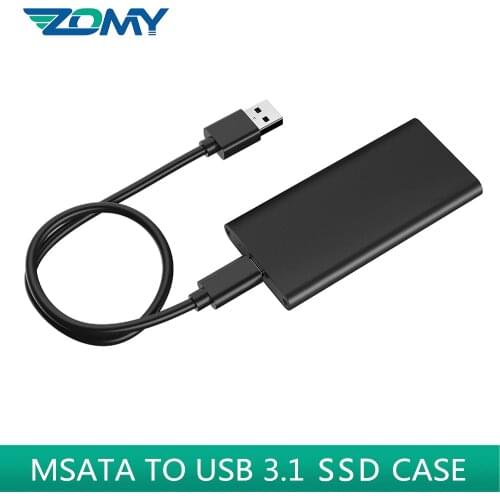 ZOMY mSATA to USB 3.1 Type-c SSD Case Aluminum 10Gbps SSD Portable Hard Disk Box 3*3/3*5 mSATA Laptop Solid State Disk Enclosure