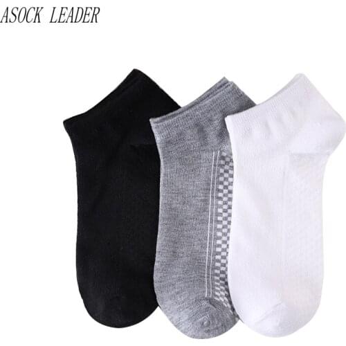 ASOCK LEADER Men Socks Spring /Summer High Quality Cotton Anti-Skid 3 Colors Mens Socks Short Casual Boat Scoks 6 Pairs / Lot