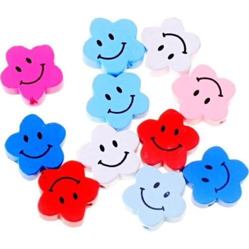 Free Shipping 20pcs Wooden Beads Lovely Flower Styles Spacer Beading Wood Beads Toys For Baby DIY Crafts Kids Toys 20x19mm