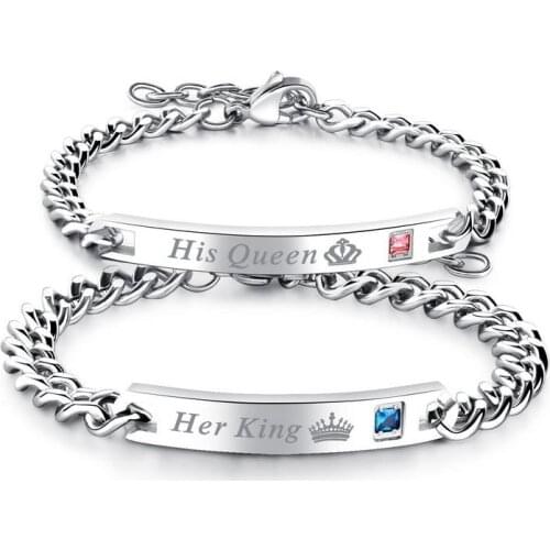 Joyme Bracelet Couples CZ Titanium Steel Women Men Link Chain Charm Bracelets Famous Brand Jewelry Hot Sale