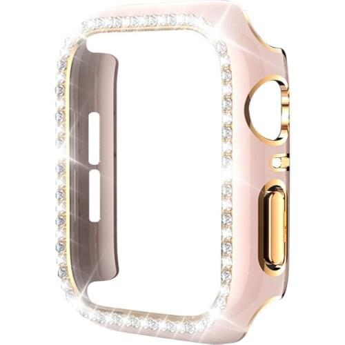 Jewelled Protective Cases for Apple Watch Series SE 6 5 4 40 44MM PC Cover for iWatch 3 2 1 38 42mm Frame Shiny Fashion Luxury