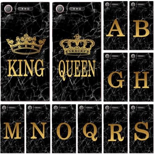 Phone Case For Sony Xperia X Compact Performance F5121 F5321 F8131 Marble Golden alphabet background Soft Print Cover Fundas
