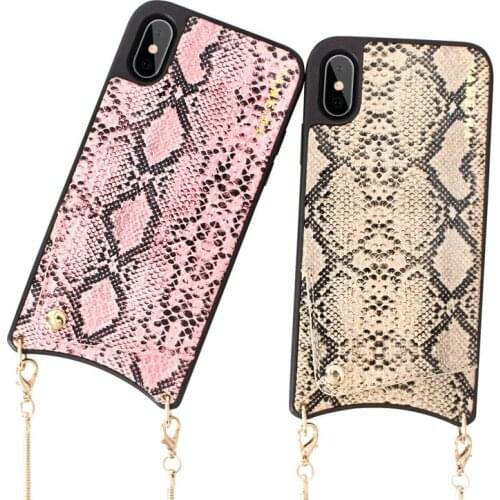 Suitable for iPhone 11 X Mobile Phone Shell 8plus Internet Celebrity Female 11pro Trendy Back Crossbody Xsmax Snakeskin Pattern