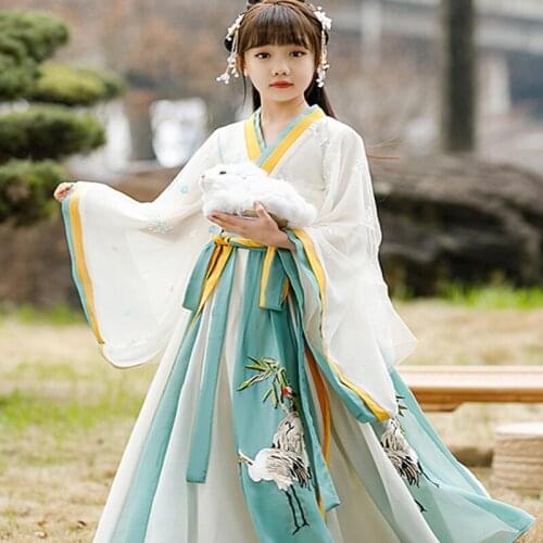 Creative Retro Animal Pattern Hanfu Girls Summer New Arrival Simple Antique Childrens Pink Dress Skirt Costume For Gift LC138