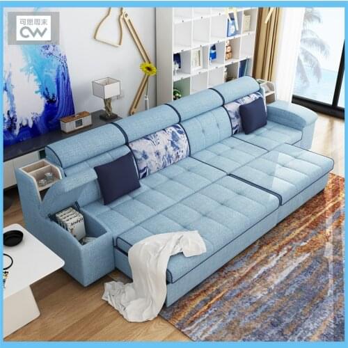 Linen fabric sofa bed living room furniture couch/velvet cloth sofa bed living room sofa bed sectional multifunctional