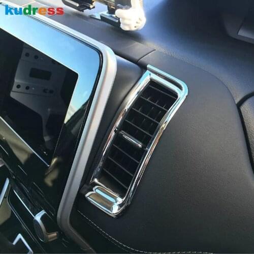 For Nissan Serena C27 2016-2018 2019 Chrome Interior Center Control Air Conditioning Vent Cover Trim Sticker Accessories 2pcs