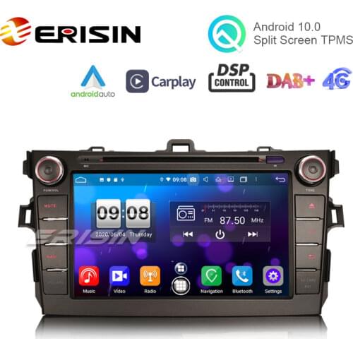 Erisin 8728 8" Android 10.0 Car Multimedia Apple CarPlay Android Auto GPS TPMS DVR DSP DAB Radio for Toyota COROLLA E140 E150