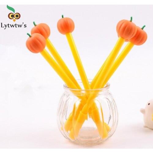 1 Pcs Lytwtws Stationery Cute Pumpkin Cushaw Gel Pen School Office Kawaii Supply Handle Halloween Creative Gift lovely pretty