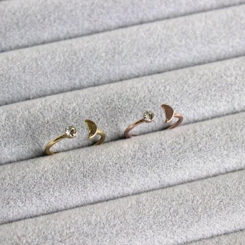 Wholesale 10pc/lot Quarter Moon Ring Adjustable Sailor Moon Crystal Rings For Women Girls 4 Colors Available Anillos Mujer