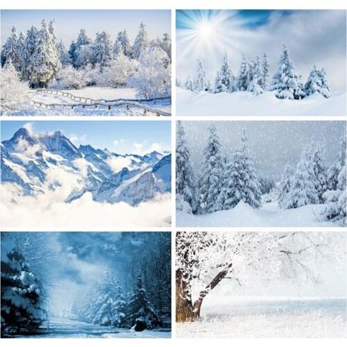 Laeacco Winter Backdrops Heavy Snow Pine Forest Wooden Fence Children Portrait Scenic Photo Backgrounds Photocall Photo Studio