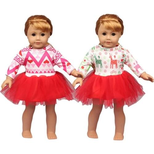 Fashion New Pattern Popular Love Christmas Gauze Skirt Set Fit 18 Inch American&43cm Baby New Born Doll Clothes Accessoriesl