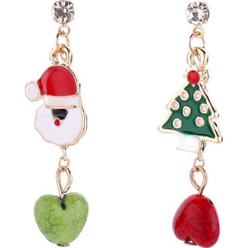 Christmas Earrings Asymmetric Dangle Earrings Set Elk Santa Fashion Simple Christmas Snowman Striped Ladies Holiday Jewelry