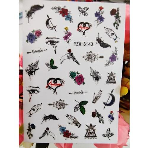 New 3D Nail Sticker Art Triangle Eyes Snake Rose Self Adhesive Nails Sliders Decals Decorations Designer Manicure Accessories