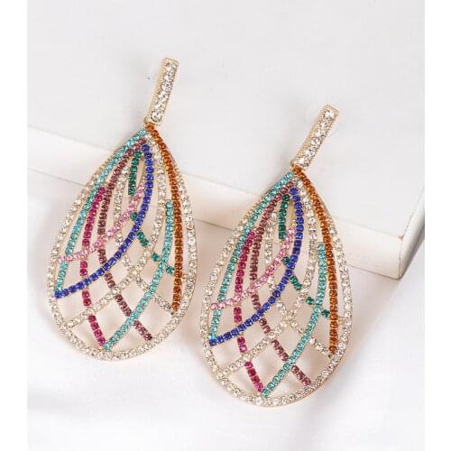 Wholesale JUJIA Gold Color Earrings Water Drop Pierced Dangle Earrings Women Girls Big Long Drop Earrings Fashion Jewelry