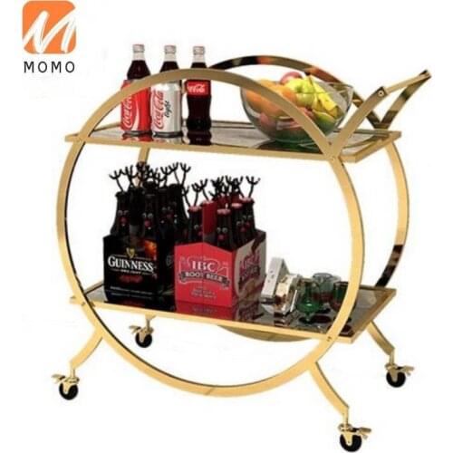 Customized Creative Gold Iron Dining Car Dining Room Bathroom Kitchen Shelf Mobile Side Table Cabinet Mini Drink Trolley