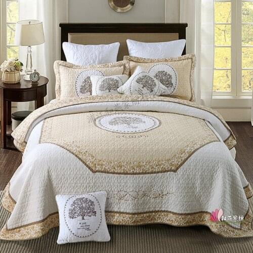 Bedding European American High-End Thickened King Size Double Linen Quilted Stitching Embroidery Quiltedtextiles