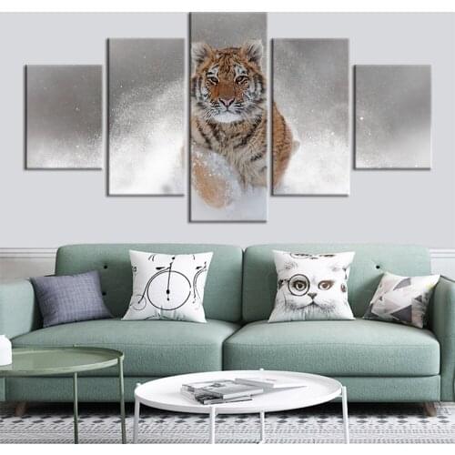 Animal tiger Poster Canvas Painting Wall Art Pictures Frame Decor 5 Piece Home Décor