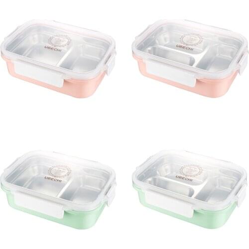 PP Leakproof Double-Layer Container Mess Tin - Green 3 Grid
