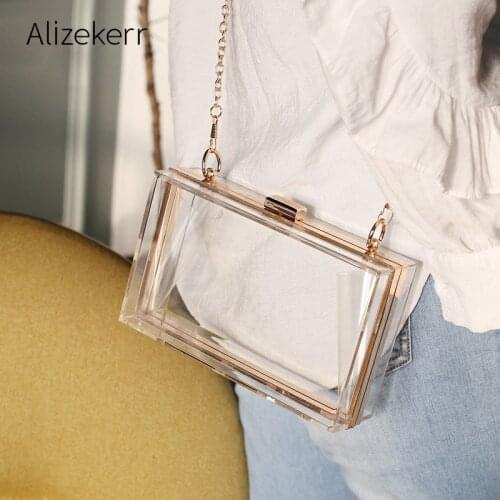 Transparent Acrylic Shoulder Bag Women Summer Color Clear Small Square Box Bag Lady Chain Crossbody Bag Holiday Fashion Hot Sale