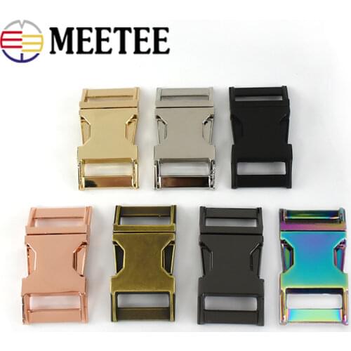Meetee 2pcs 10/15/20/25/32mm Spring Release Buckle Metal Adjust Buckle Seat Belt Buckles DIY Pet Dog Collar Side Webbing Hook