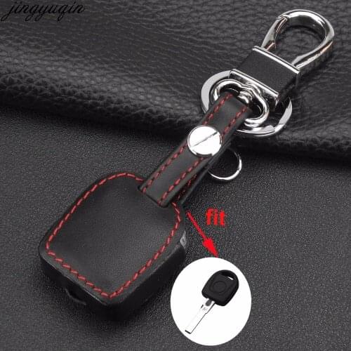 Jingyuqin Remote 3 Buttons leather Car Key Cover Case For VW Polo Golf for SEAT Ibiza Leon for SKODA Octavia Holder