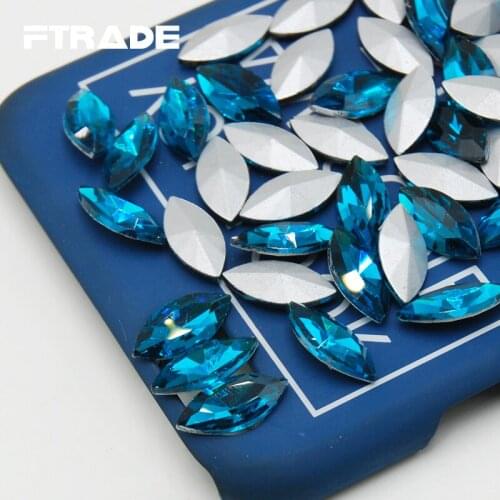 Blue Zircon Color Horse Eye Glass Fancy Point Back Gems Stone For Dress 3x6mm 4x8mm 5x10mm 6x12mm 7x15mm 9x18mm 13x27mm 17x32mm