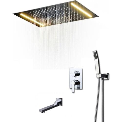 Modern shower system LED rainfall shower head set hot and cold diverter valve hand shower tub spout massage