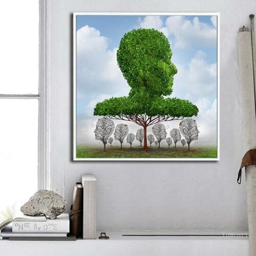 Modern Print Canvas Painting Magic Man portrait Wall Art Print Landscape Green Tree Living Room Decor Wall Pictures Print