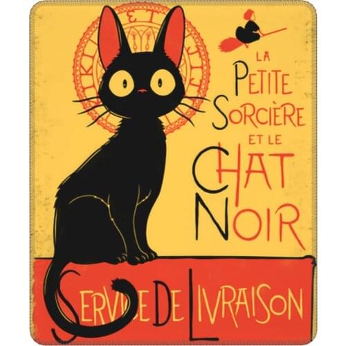 Kikis Delivery Service Japanese Anime Harajuku Jiji Cat Vintage Mouse Pad Waterproof Mat Pads Rubber Office Home Deco Mat