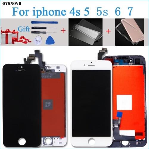 Ovsnovo High Quality LCD Display Screen For iPhone 5 5s Touch Glass Assembly For iPhone 6 7 Replacemt Black/White+Free Shipping