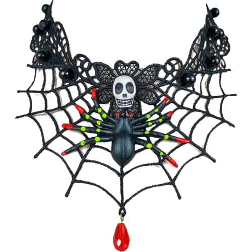 YiYaoFa Lace Choker Cobweb Halloween Jewelry for Women Accessories Statement Necklace Lady Party Y531