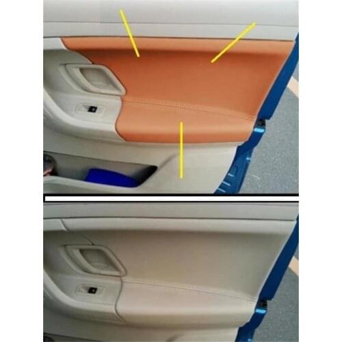 For Skoda Fabia 2008-2014 Microfiber Leather Car Door Armrest Panel Protective Cover 4Pcs/SET with Mount Fittings car interior