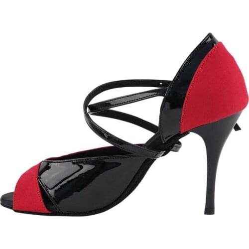 Evkoodance Women Sance Shoes Red Salsa Party Ballroom Shoes Girls Club Latin Salsa Ballroom Dancing Shoes Practice Dance Shoes