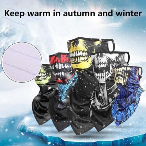 1Pc 3D Thermal Windproof Sport Scarf Skull Pattern Bandana Ear Hanging Magic Scarf Cycling Hiking Neck Warmer Head Headband