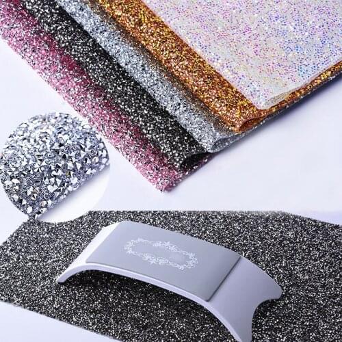 1PC 40*24cm Gold Silver AB Glitter Diamond Nail Table Mat Full Rhinestone Shining Washable Nail Art Tool Manicure Holder Pads