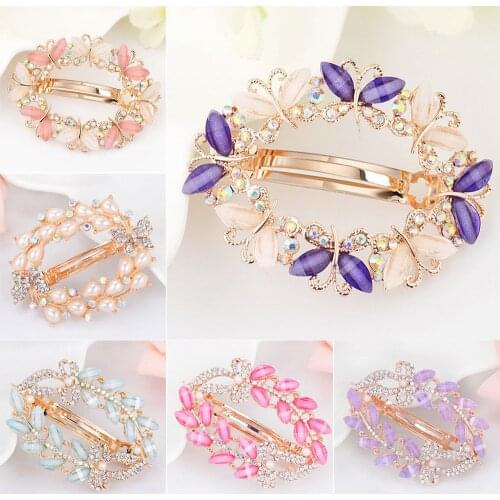 1PC Crystal Rhinestone Hair Clips for Women Girls Flower Butterfly Barrettes Clamp Hairpins Brooch Hair Styling Tools