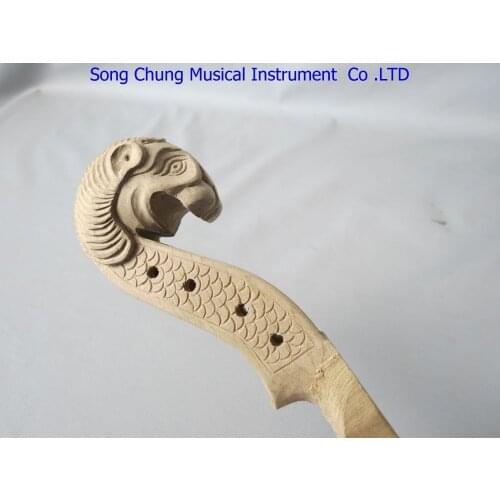 1pcs hand carved maple lion head unfinished violin neck 4/4,perfect workmanship