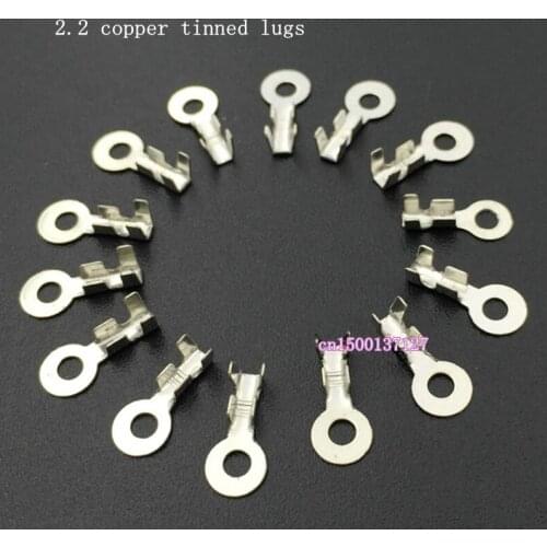 100pcs 2.2 round lugs 2.0 ground ring terminal O-type ground wire copper nose lug terminal