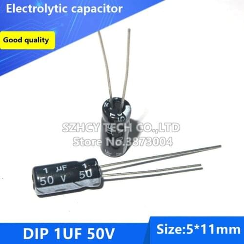 100pcs DIP 1UF 50V 5*11 Electrolytic capacitor