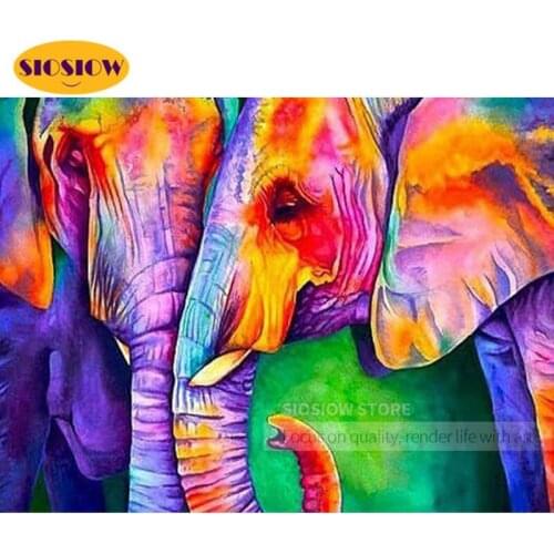 5D Diy Full Round Diamond Painting Colorwhisper Elephant Cross Stitch Diamond Embroidery Animals New Living Room Decoration Home