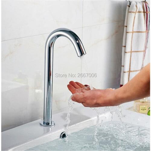 Free Shipping 13" Height Bathroom Countertop Auto Hands Touchless Sensor Faucet for Hospital/Hotel/Home water saving Taps ZR8822