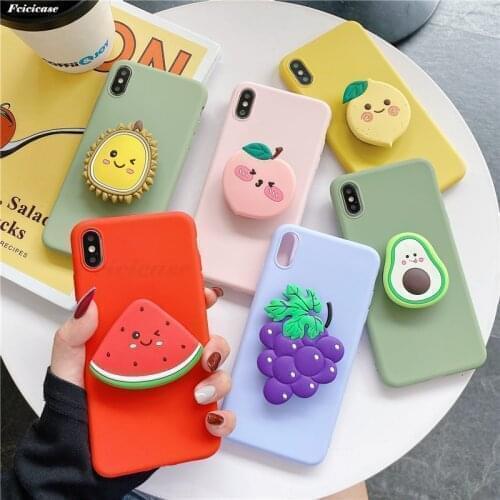 Cute Fruit Case For Xiaomi Redmi 9C 9A 9 8 8A 7A 6A 10X 5g 4g Note 9s 8T 6 7 K30 Poco F2 Pro 3D Cartoon Phone Holder TPU Cover
