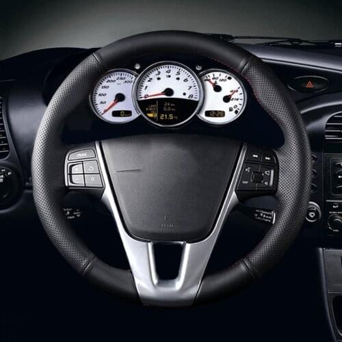 Black Artificial Leather Car Steering Wheel Cover for Volvo S60 V40 V60 V70 2014 XC60