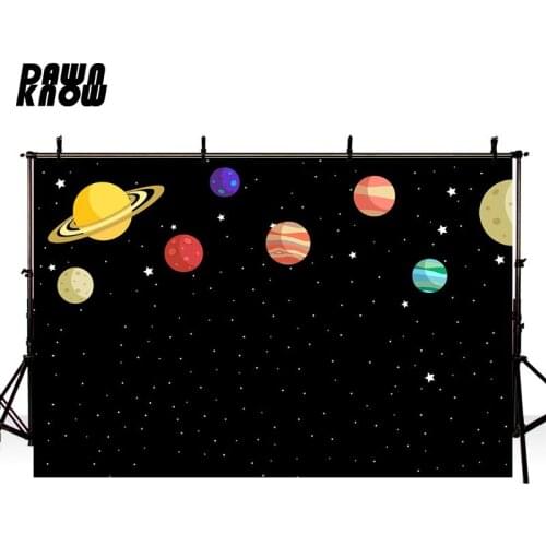 DAWNKNOW Cartoon Space Photography Background For Baby Photocall Planet Photo Shoot Backdrop Children Photo Studio lv768