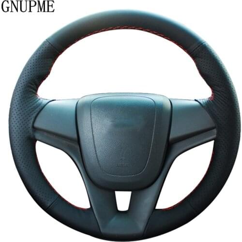 DIY Hand-stitched Black Artificial Leather Car steering wheel cover for Chevrolet Cruze hatchback sedan 2009-2013 2014
