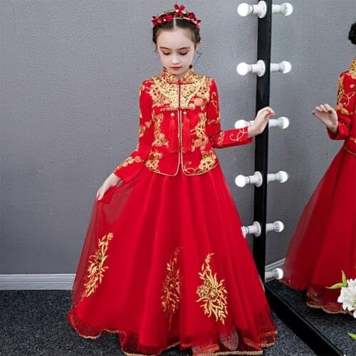 Elegant Girl Princess Dinner Party Beauty Lace Embroidery Dress Girl Dance Performance Princesss First Ball New Year Dress