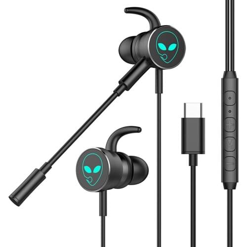 RGB Earphone For Phones PAD Gaming In-Ear Headphones With Ergonomic Curved Ear Wings Microphone Wired Earphone Drop Enjoyable